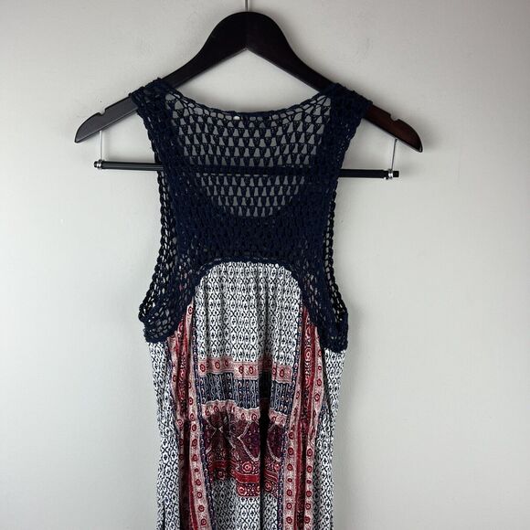 Lucky Brand Dress Womens Small Boho Crochet Neck Halter Style Midi A Line Casual - Picture 8 of 10
